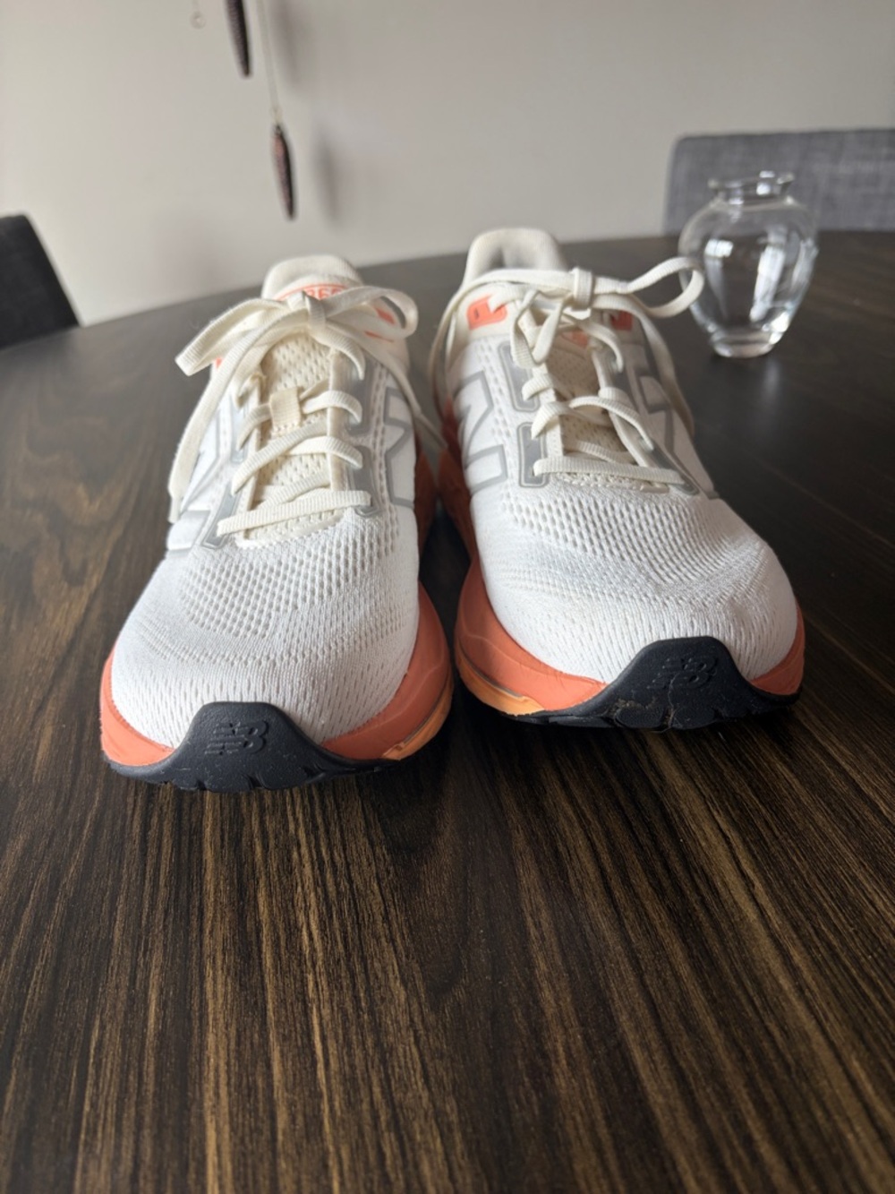 New Balance Women's Athletic Sneakers in White and Coral - Picture 2 of 8